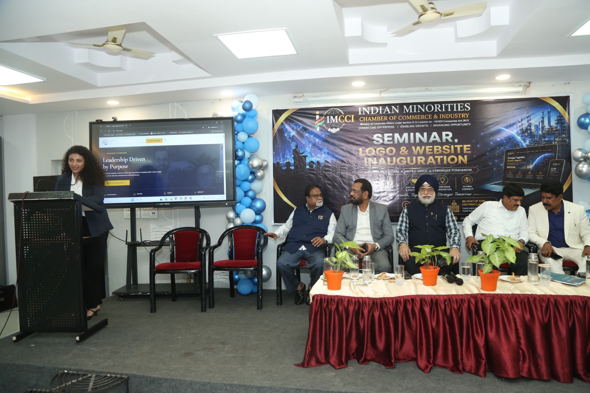 The IMCCI digital platform shown on screen during the launch presentation