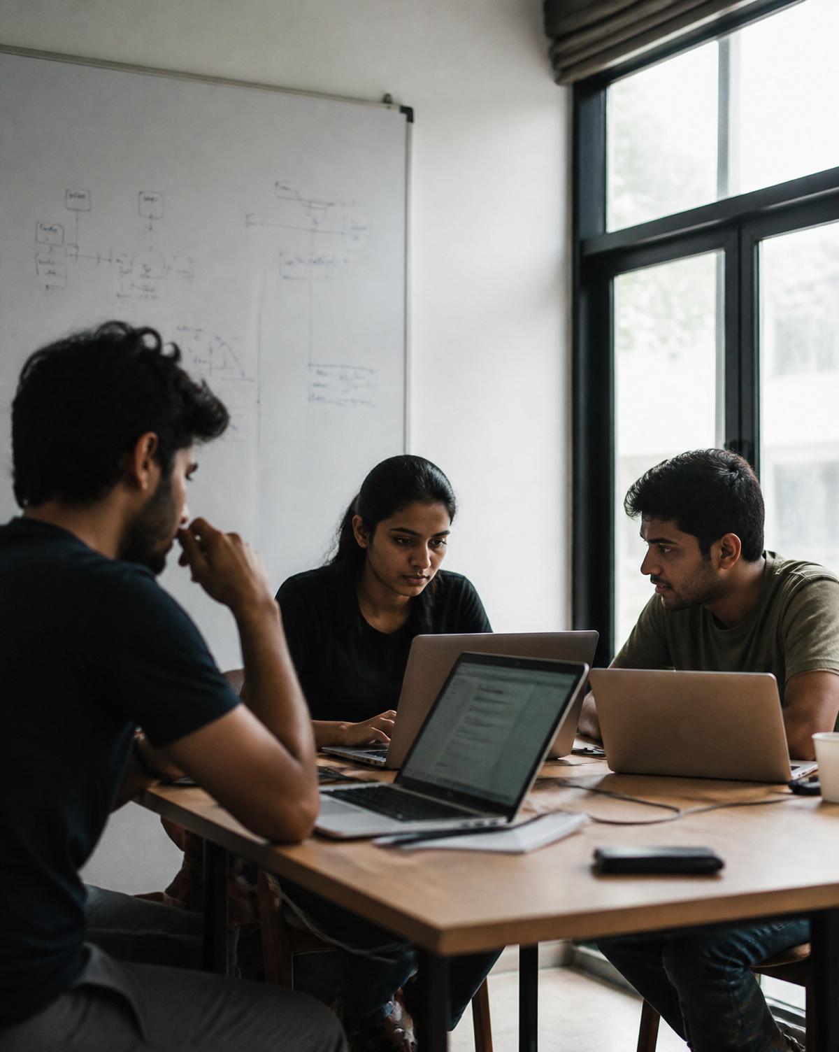 Young founders working together in a shared workspace